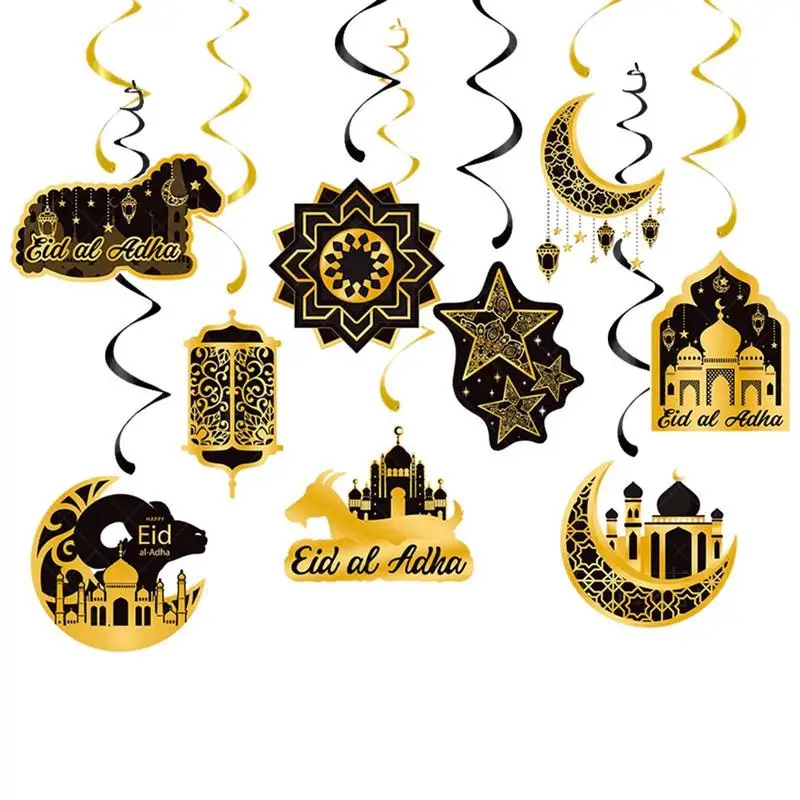 

Eid Banner Balloons Islamic Festival Party Decor Set Castle Moon Elements Hanging Spiral Decoration For Home Adha Eid Gifts