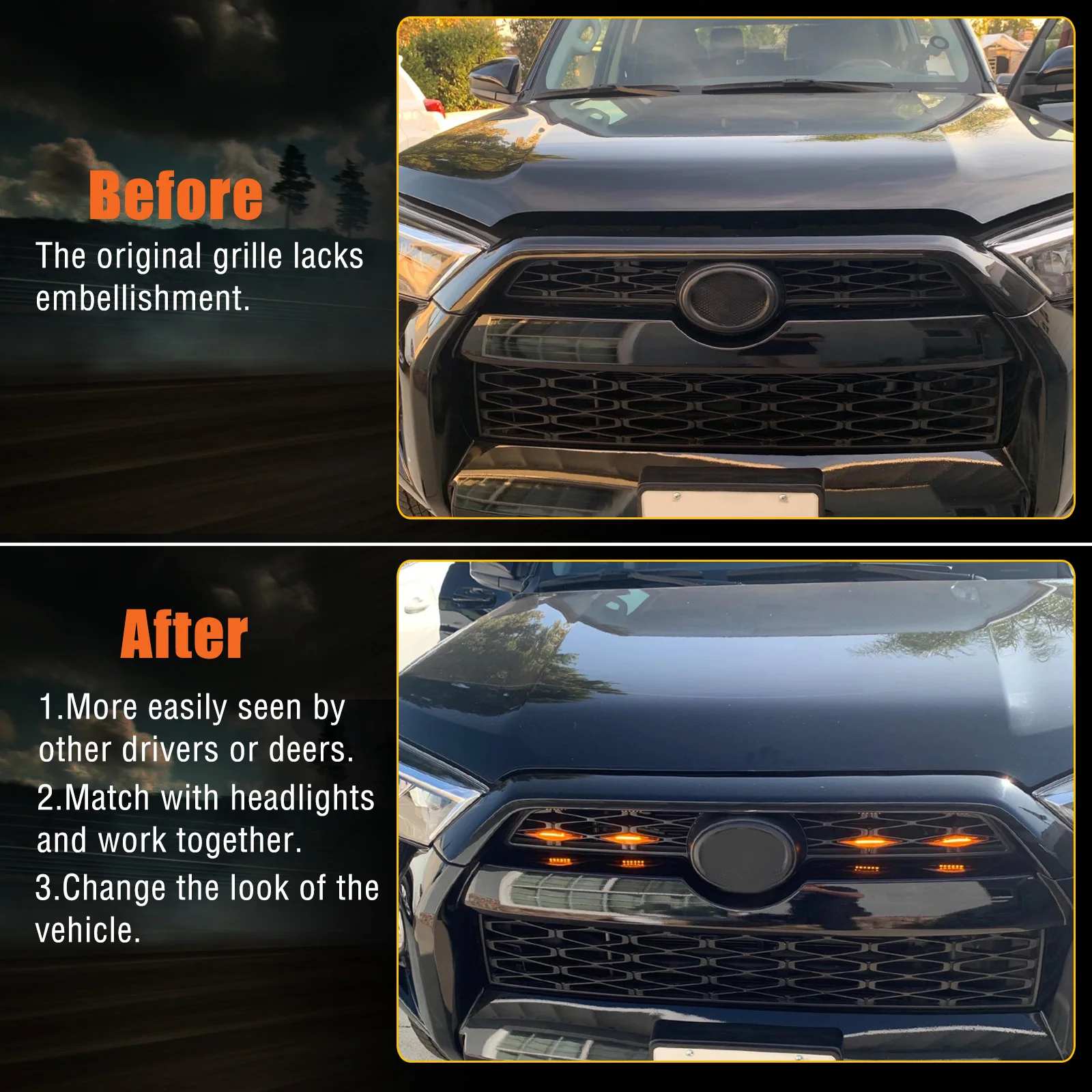 4 передние фары для гриля 2014-2023 Toyota 4runner TRD Pro включая SR5 внедорожные ограниченные