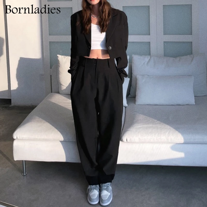 Костюм женский осенний из двух предметов с блейзером и длинным рукавом | Женская