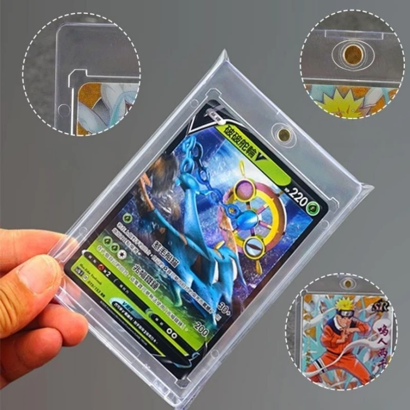 

Kawaii Anime Pokemon Card Brick One Piece Naruto Transparent Protection Card Desktop Decoration Card Protection Cover Wholesale