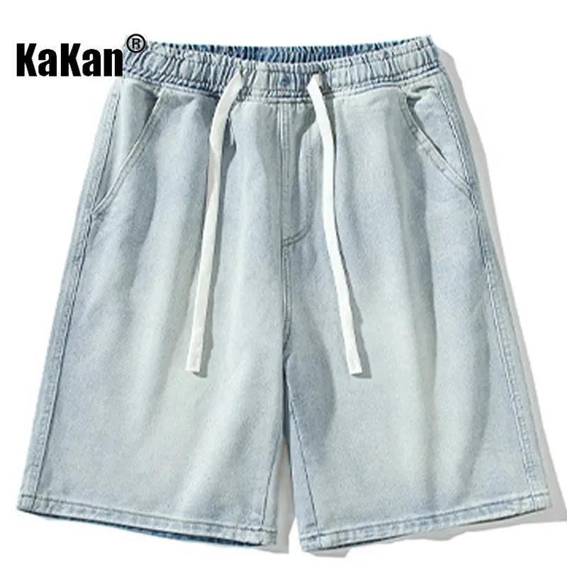 Kakan - Summer New Vintage Denim Shorts Men's Wear, Relaxed Casual Versatile Capris Jeans K24-KJ502