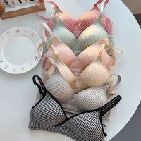 cotton bras for women seamless wireless push up top bra breathable plaid cute bralette ladiess underwear comfort lingerie