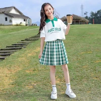 girls summer two piece skirt set 2022 new children letter t shirt tees and skirt kids clothes girls 10 to 12 teenage clothing