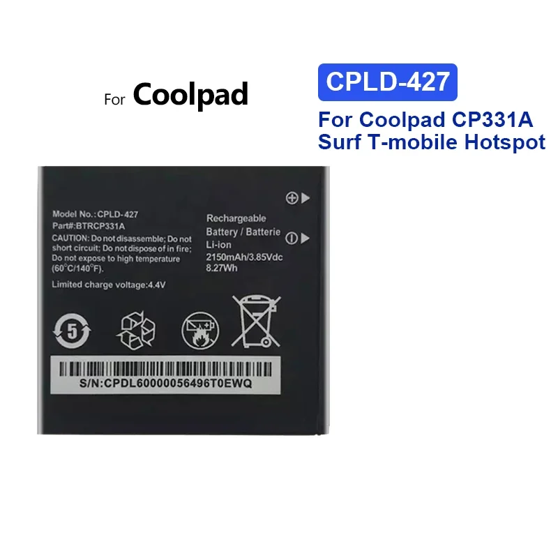 Аккумулятор 2150 мАч CPLD-427 для Coolpad CP331A Surf T-mobile Hotspot BTRCP331A