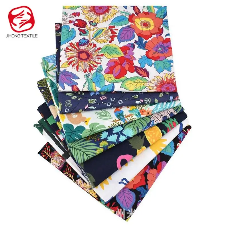 Цветочный растение из тропического леса набивные ткани в гавайском стиле хлопчатобумажной ткани ручной работы Diy материал для стеганых изделий 7 шт./компл.