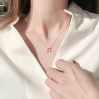 korean 925 sterling silver simple musical note gold color cubic zirconia clavicle chain necklace for women girls jewelry gifts