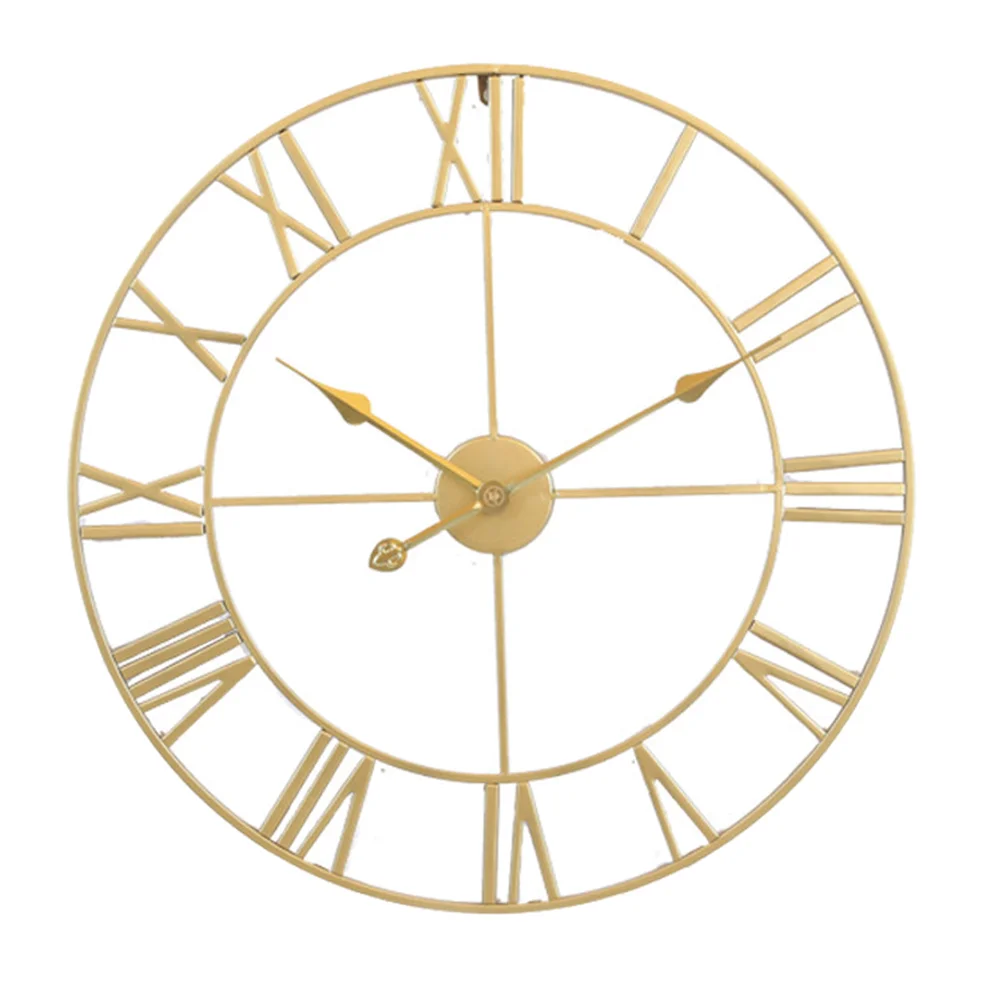 

Iron Silent Wall Clock Simple Wall Clock Decor Home Decorative Wall Clock Living Room Wall Clock (Golden Embryo Black Stitches)