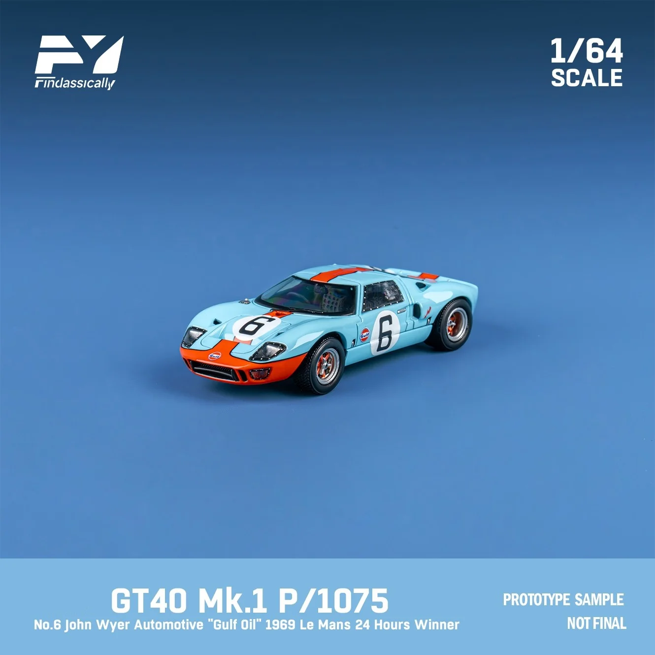 Findclassically FY 1:64 GT40 MK II GULF Цветная литая модель автомобиля