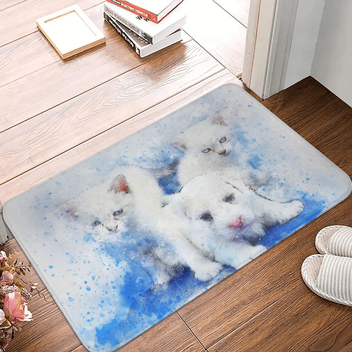 

Pet Lover Anti-Slip Doormat Living Room Mat Dog Cats Watercolor Art Hallway Carpet Welcome Rug Bedroom Decorative