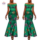 Новинка 2021, летние африканские платья для женщин, Бандажное платье однотонного цвета из Анкары, Платье макси с вощеным принтом и открытыми плечами WY1891