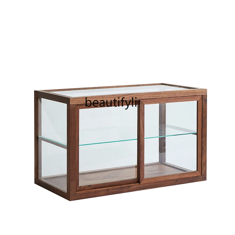 

ZqJapanese-Style Black орех, твердый цвет, сделано из стекла, чайная комната, антикварный декор, шкаф для хранения