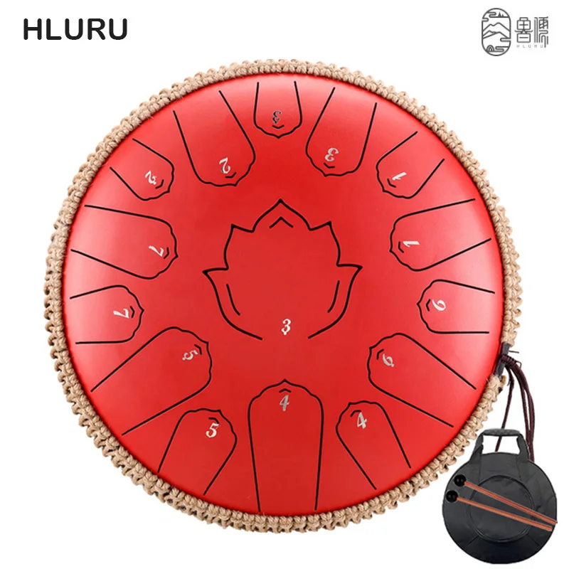 

HLURU Steel Tongue Drum 14 Inch 15 Notes 12 Inch 13 Tone C Key Ethereal Drum Hang Drum Percussion Musical Instruments