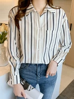 fashion women shirts polo neck solid women tops 2022 autumn pockets satin long sleeve top button blouse basic ol female clothing
