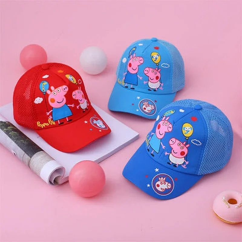 

Peppa pig summer children's sunscreen hats for men and women baby sunscreen mesh caps breathable Casual pecs baseball cap