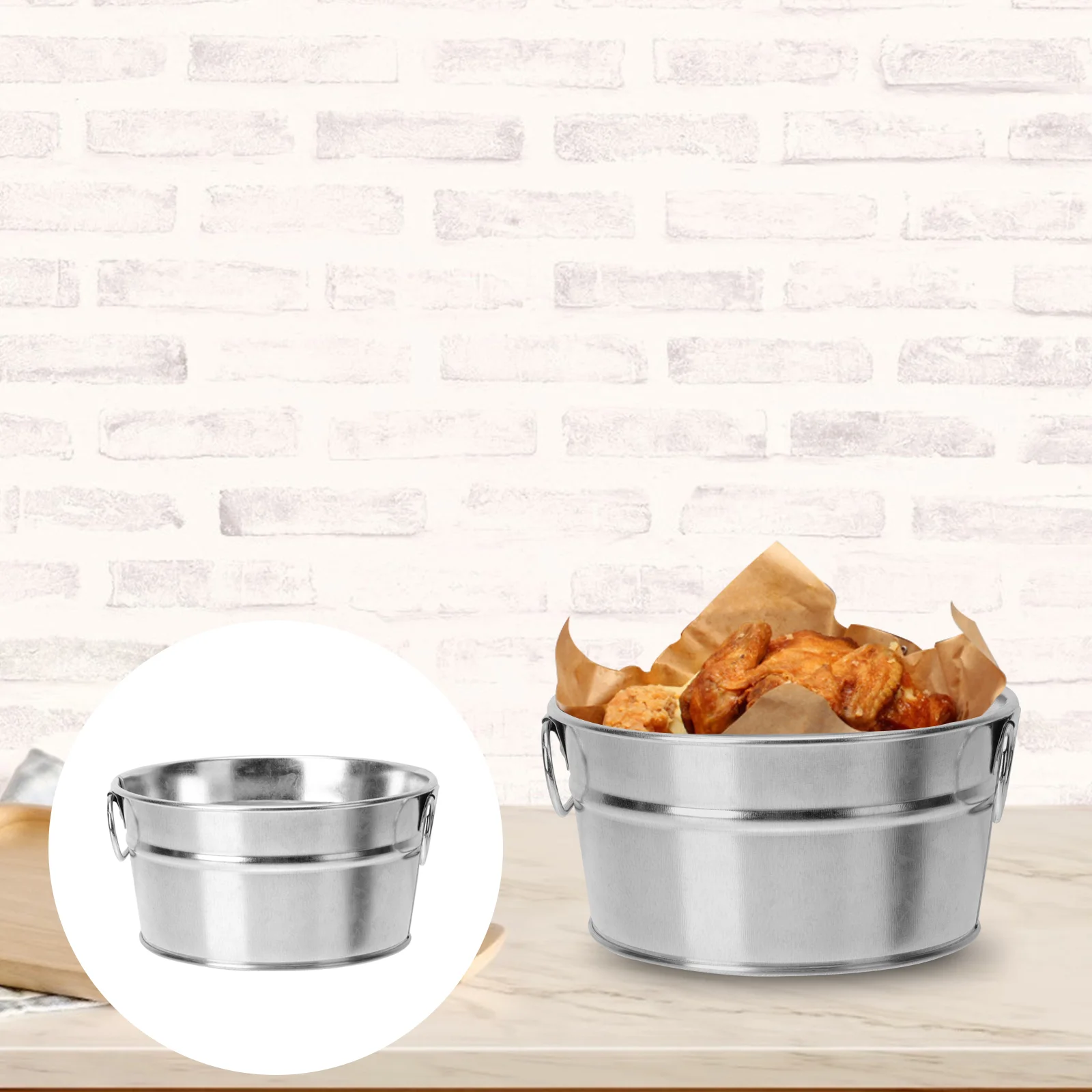 

Seafood Bucket Storage Galvanized Metal Snack Containers French Fries Stainless Steel Ice Snacks Buckets Tableware Cooler