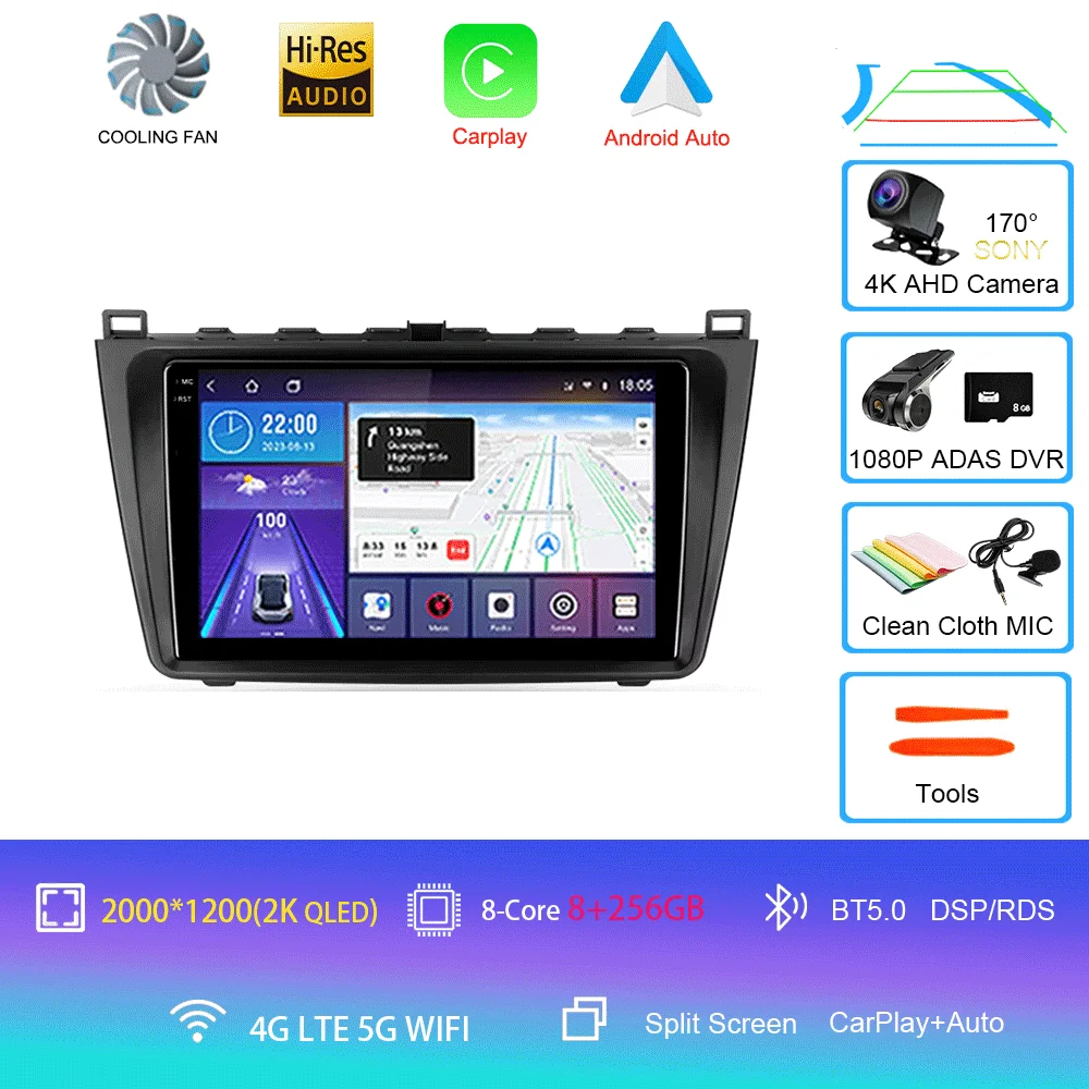 Android15 Carplay Auto для Mazda 6 GH 2007 2008 2009 2010 2011 2012 Мультимедийный GPS Автомобильный Радио Видеоплеер Стерео 2din Головное устройство