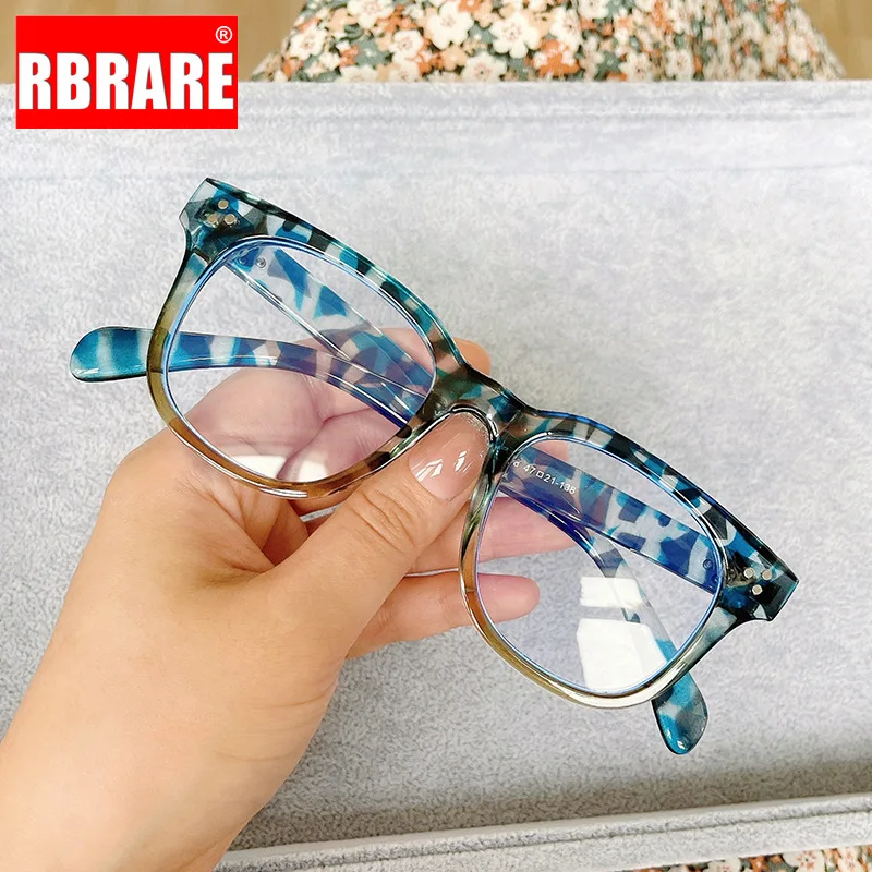 

RBRARE Big Frame Eye Glasses Frames for Women Anti-blue Light Flat Glasses Frame Women Square Black Frame Trendy Glasses Frame