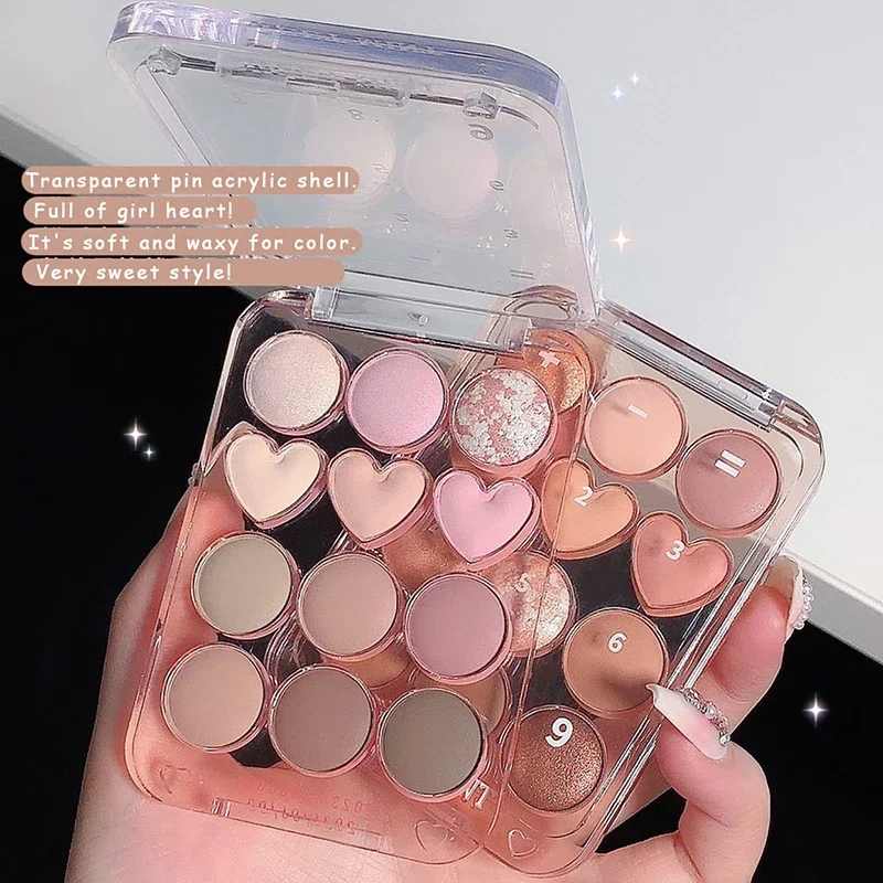 12-цветная палитра теней для век Love Heart натуральный прохладный тон матовая палетка