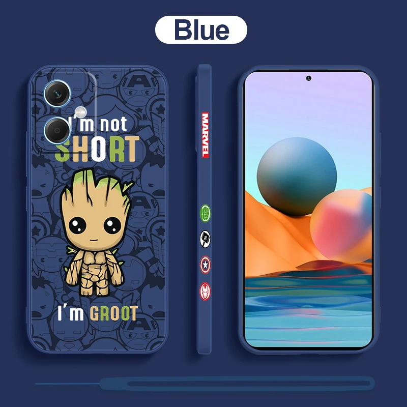 

Marvel SpiderMan Groot Phone Case For Xiaomi Redmi Note 12 11 11T 10 10S 9 9S 9T 8 8T 7 Pro Plus Liquid Left Rope Cover Fundas