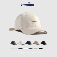 trendy fashion shark design hats summer curved brim duck tongue hat embroidered outdoor baseball cap korean fashion baseball cap
