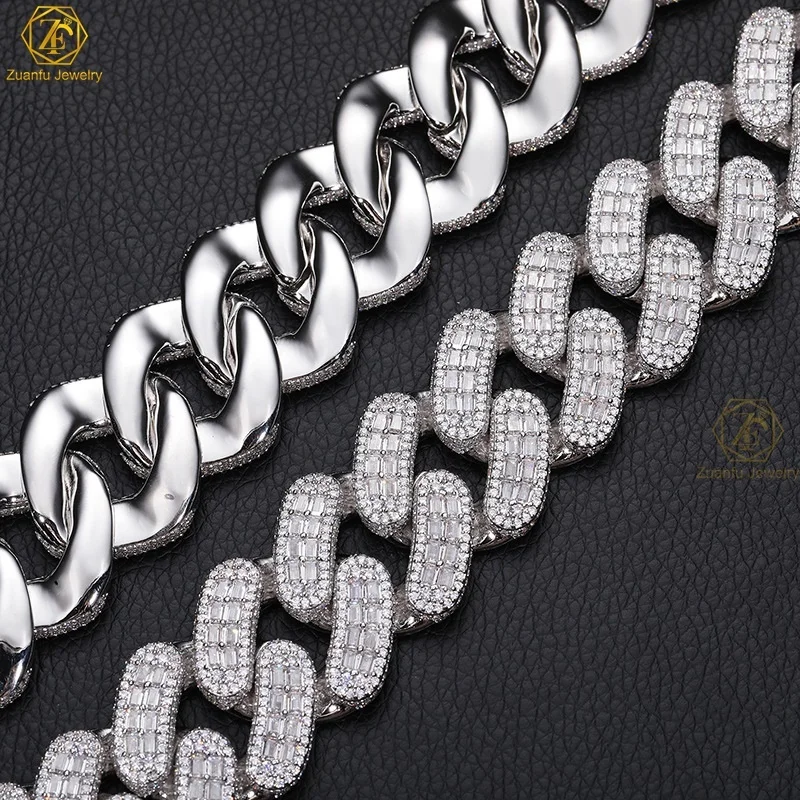 Ожерелье из серебра 925 пробы с муассанитом 28 мм 4 ряда