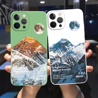 snow mountain sunset phone case for iphone 13 12 mini 11 pro max xr x xs max 7 8 plus soft tpu candy color back cover