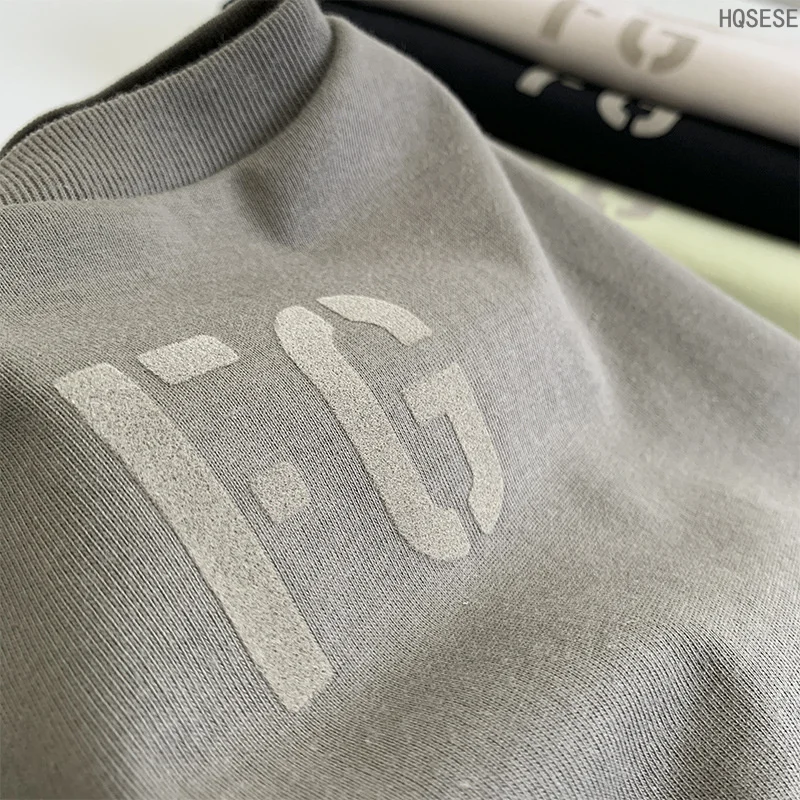 Essentials T-shirt Season 7 High Street FG Flocking Letter Short Sleeve Hip Hop Loose Cotton Men's and Women's T-shirt