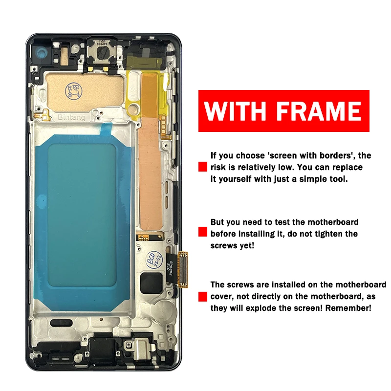 Фото TFT качественный дисплей S10 с рамкой для Samsung S10, ЖК-дисплей с сенсорным экраном и дигитайзером SM-G973F/DS G973U G973, замена дисплея №2