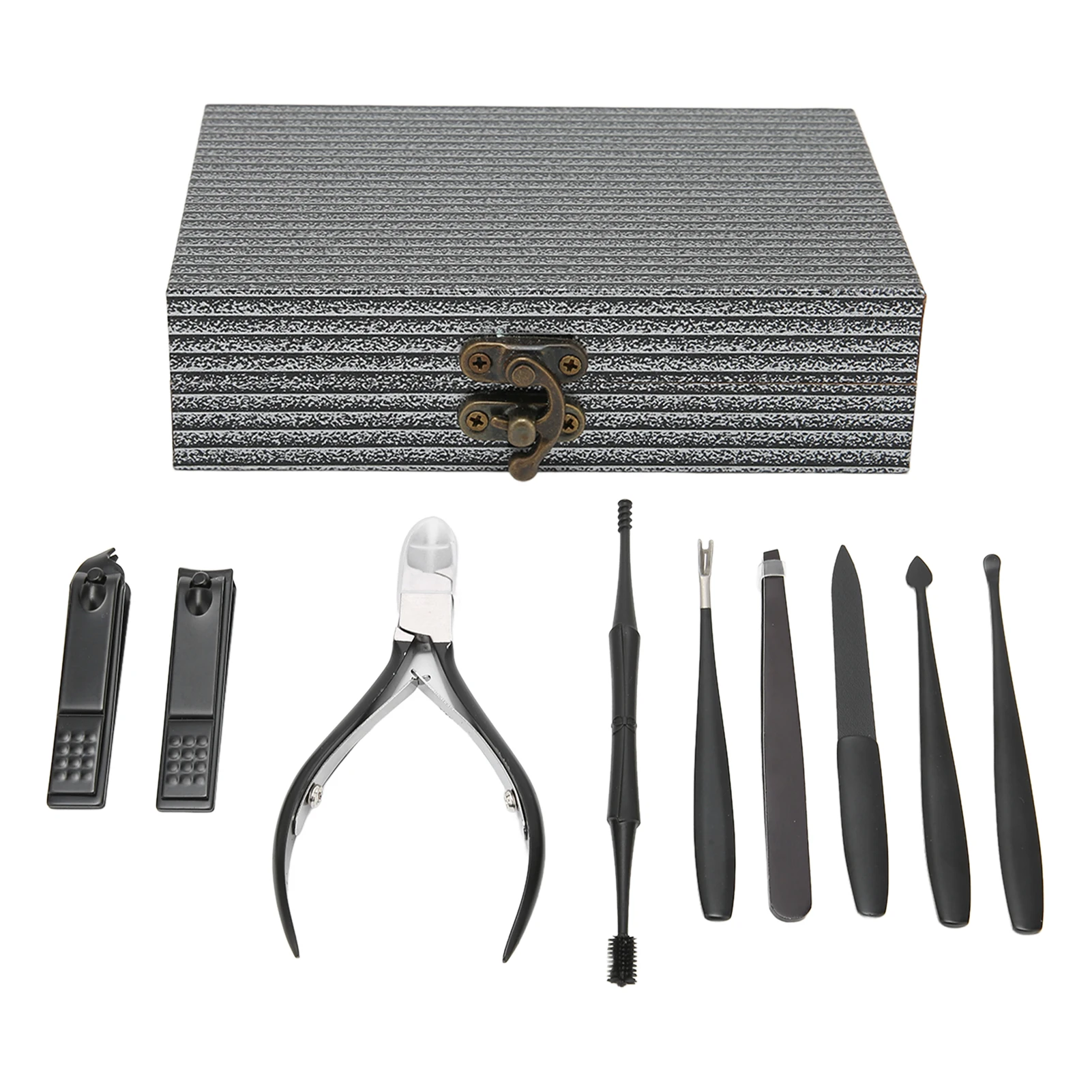 

9pcs Manicure Set Professional Nail Pedicure Clippers Set Travel Ear Pick Tools Grooming Kits with Storage Box