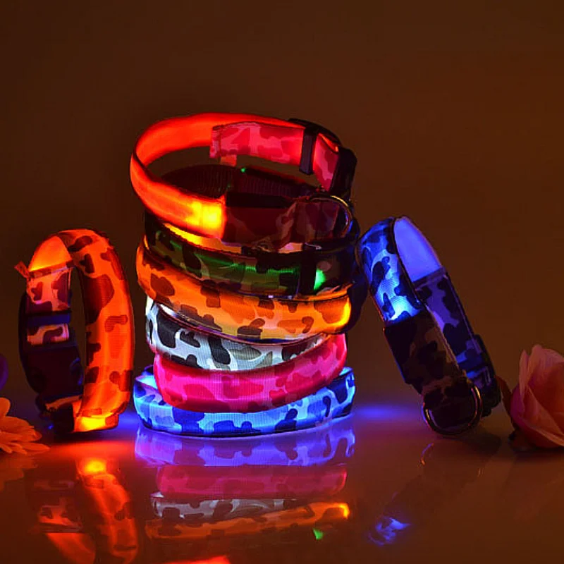 

Pet Dog Collar Cat Collar Led Luminous Pet Collar Collar Camouflage Dog Collar Puppy Accessories Collar Perro Ошейник Для Собак