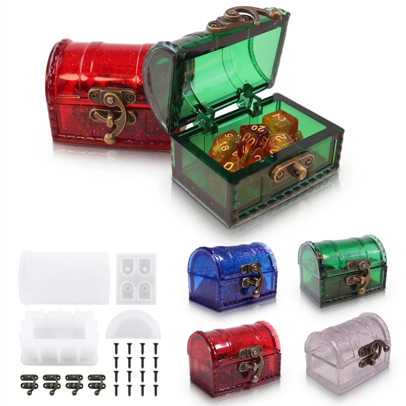 DIY Jewelry Storage Box Crystal Epoxy Resin Mold Treasure Organizer Dice Storage Case Container Home Decorations Silicone Mold