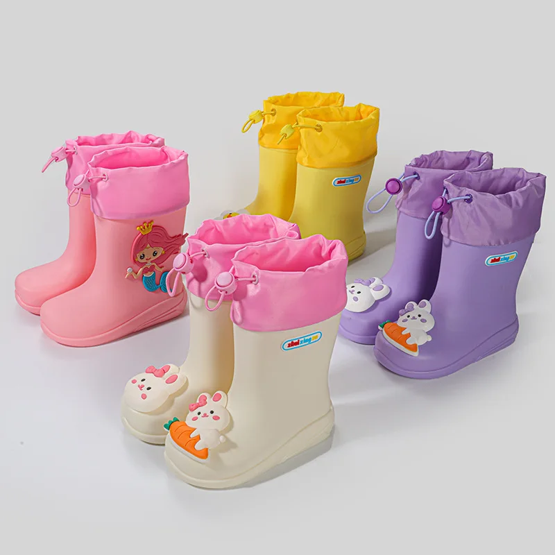 

New 3D Cartoon Cute Bunny Duckling Kids Rain Boots for Baby Boys Four Seasons New 2022 Versatile Cute Simple Girl Water Boots