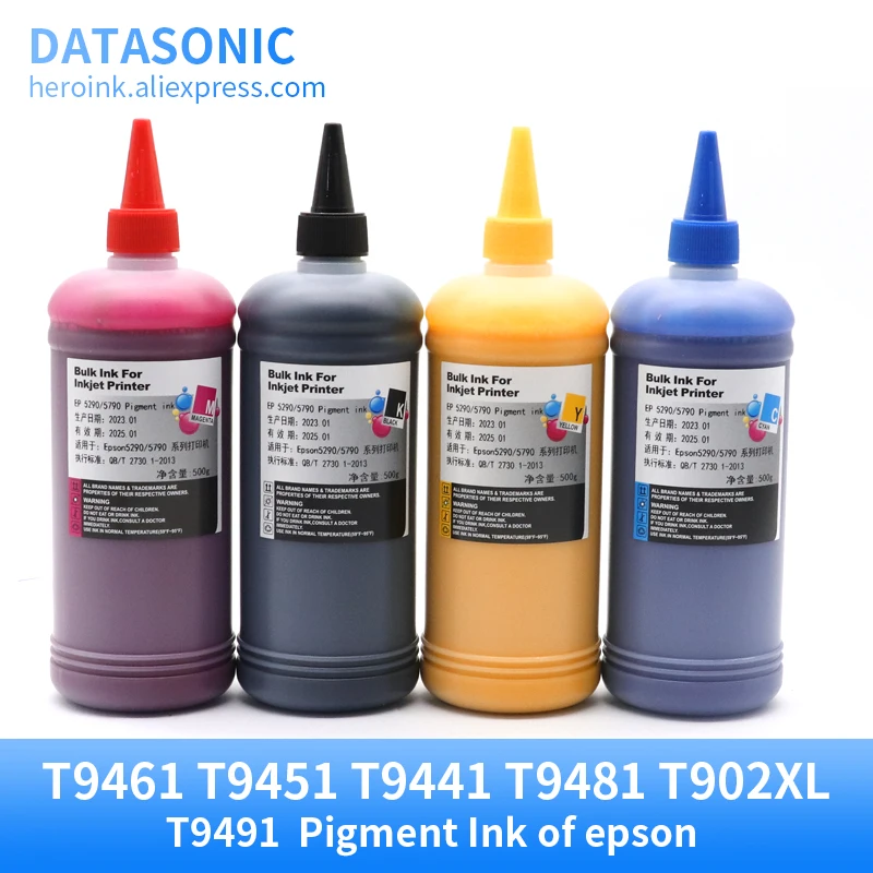 

NEW 500ML T9461 T9451 T9441 Pigment Ink For EPSON WorkForce Pro WF C5790 C5710 C5290 C5210 Printer T945 T946 T944 T9481 T902XL