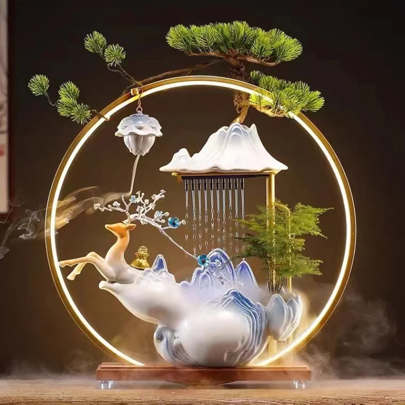 

Xiangwaterfall Elk Tap Water Humidifier Lucky Decoration Living Room Desktop Office Decoration Porch Ceramic Home Furnishings