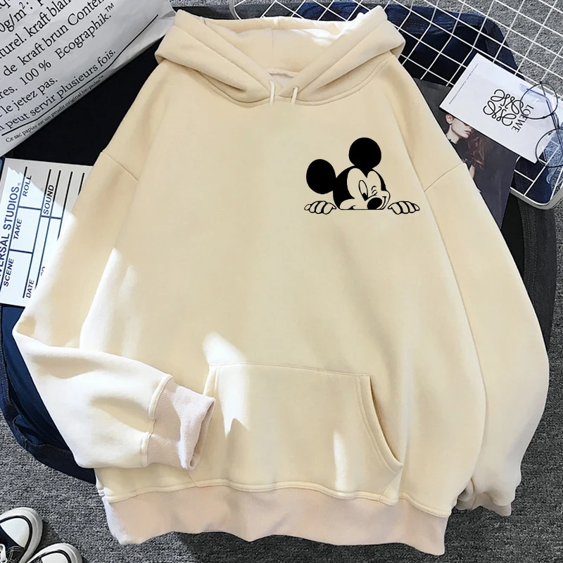 Mickey Mouse Minnie Couple Kawaii Disney Cartoon Hoodies Women Cute Donald Duck Streetwear Sweatshirt Graphic Hoody Female |
