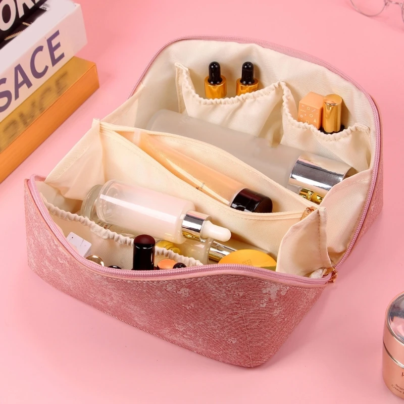 

Large Capacity Travel Toiletry Cosmetic Bags Portable PU Leather Makeup Bags Multifunctional Storage Pouch for Women