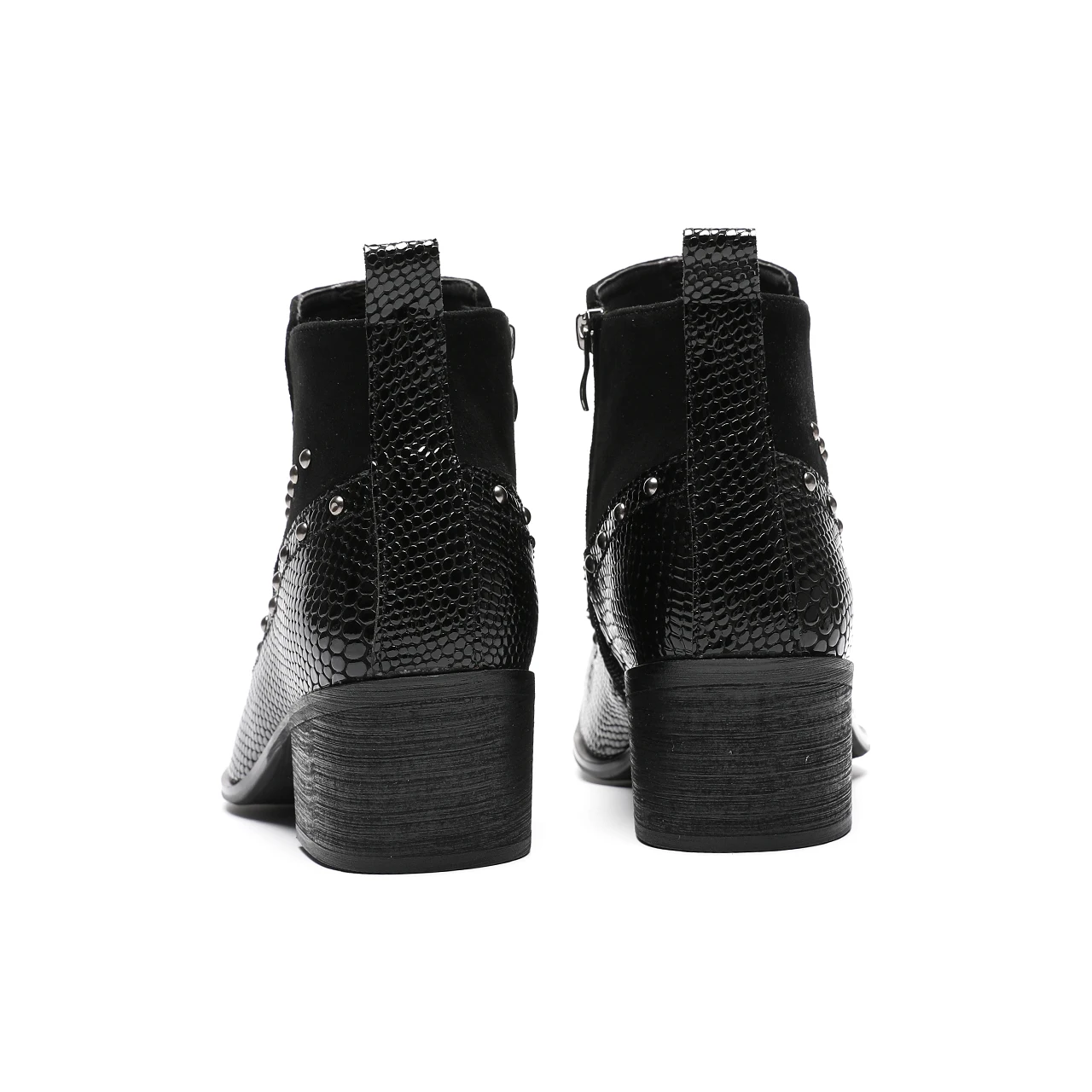 Ботильоны мужские из змеиной кожи Лоскутные ботинки на высоком каблуке с