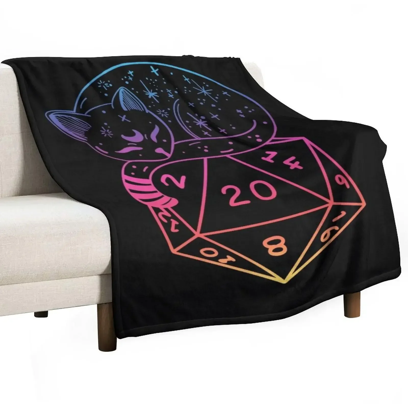 D20 CAT: Rainbow игральные кости dnd. Декоративные Плюшевые ворсистые одеяла