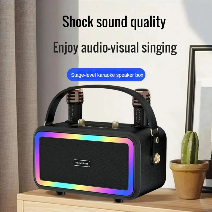 

Portable K Song Bluetooth Speaker Outdoor Subwoofer RGB Colorful Lamp Home Singing Audio Wireless Microphon Karaoke Sound Box TF