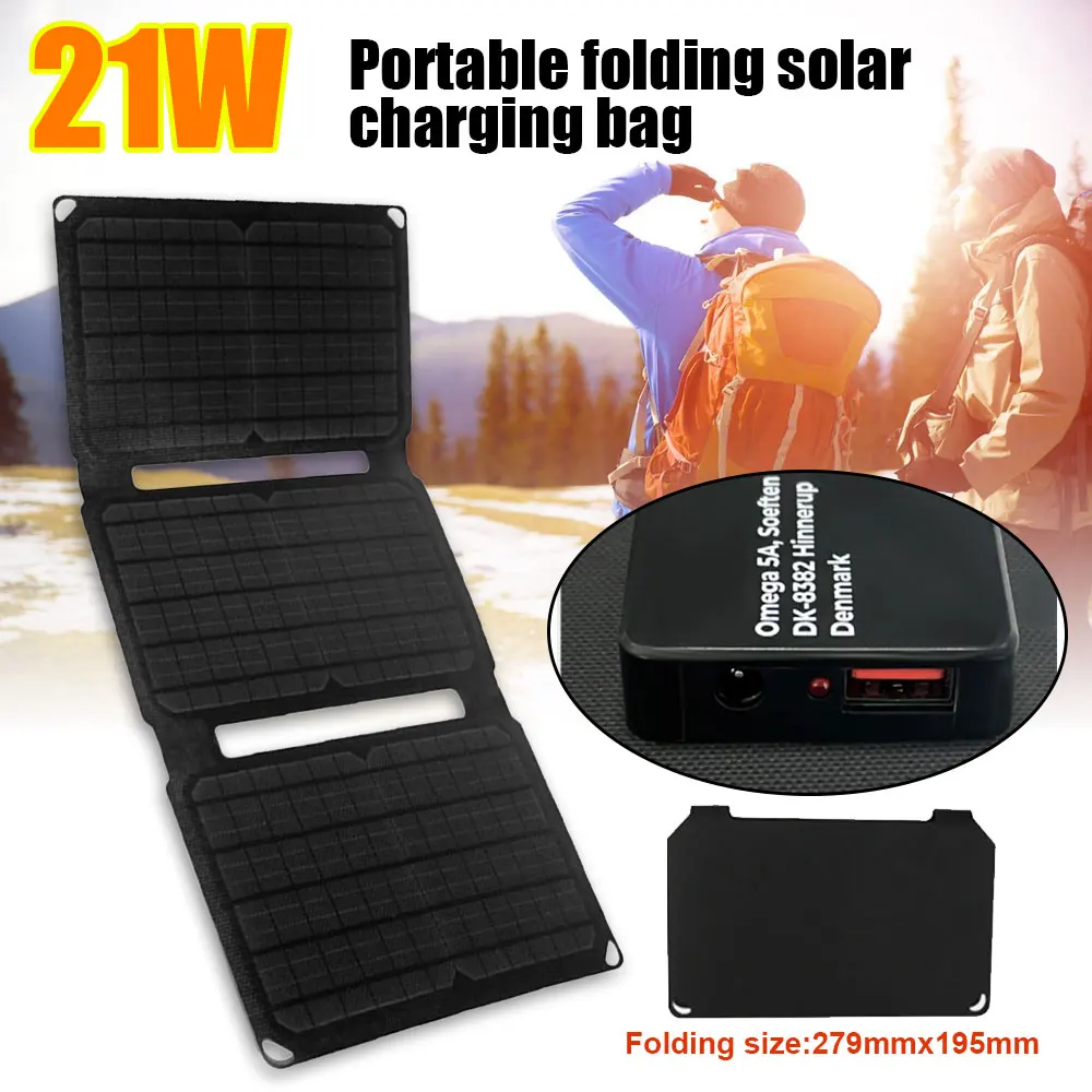 

Портативная солнечная панель 21 Вт монокристалл кремния USB зарядное устройство с высоким коэффициентом конверсии складные солнечные панели зарядное устройство для кемпинга на открытом воздухе