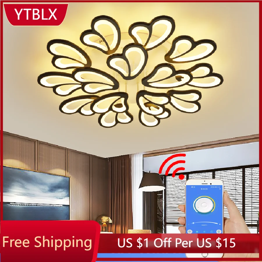

New modern led chandeliers dimming app remote control lights bedroom living dining room ceiling lamp lighting lustre fixtures