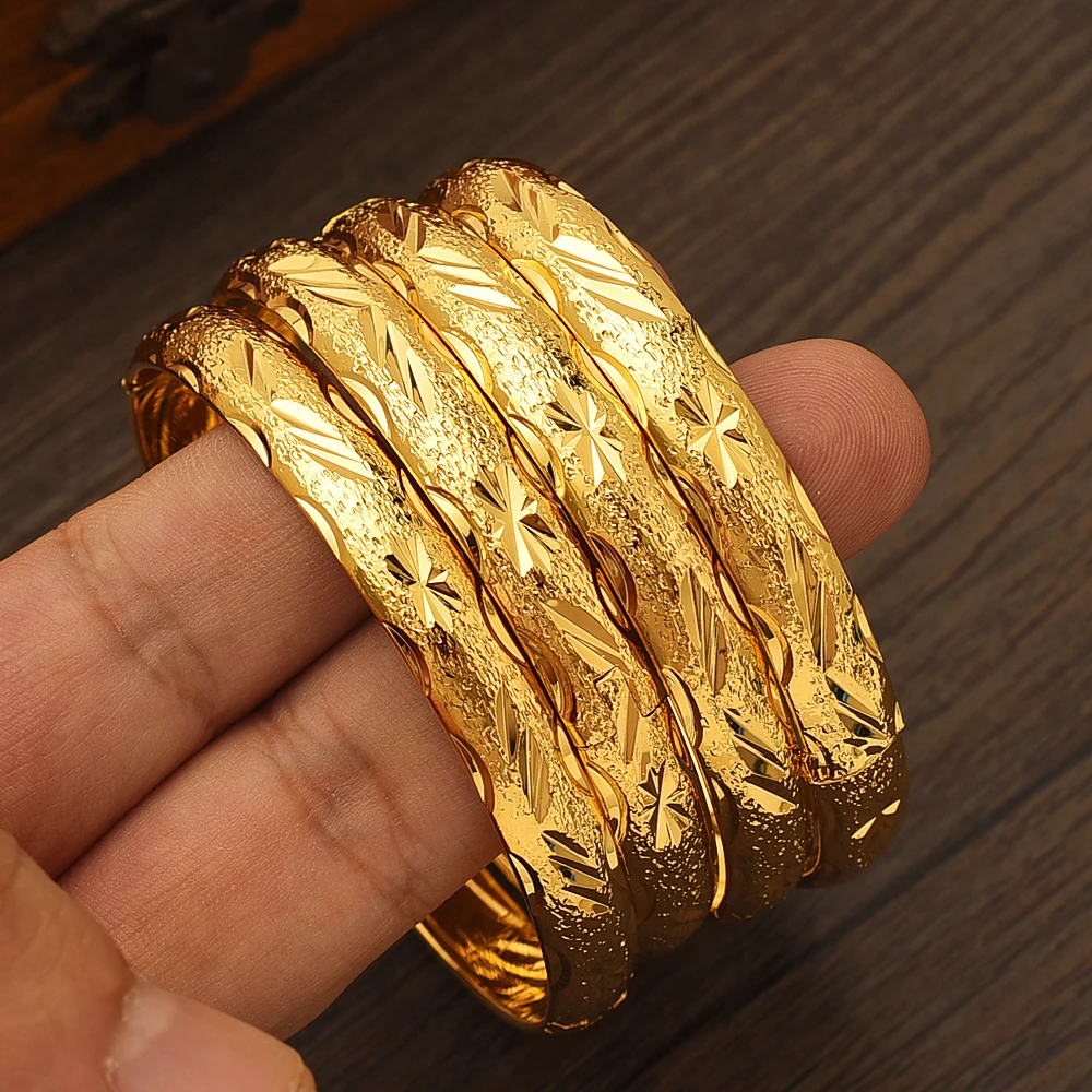 

24K Openable Gold Bangle for Women Gold Dubai Bridal Wedding Ethiopian Bracelet Africa Arab Jewelry Gold Charm Gift