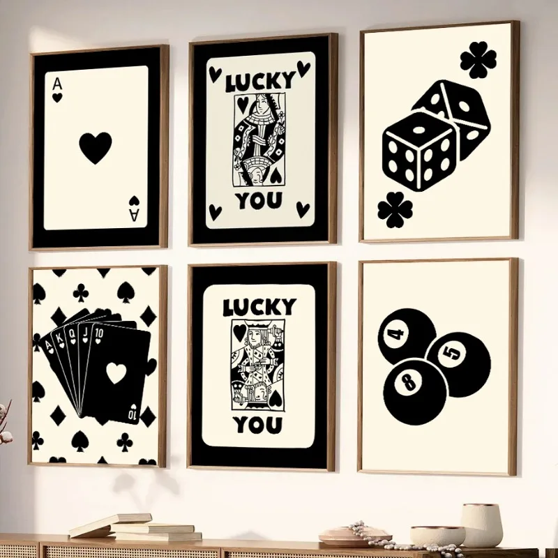 Черная игральная карта на удачу Ace Queen King Джокер игральные кости искусство