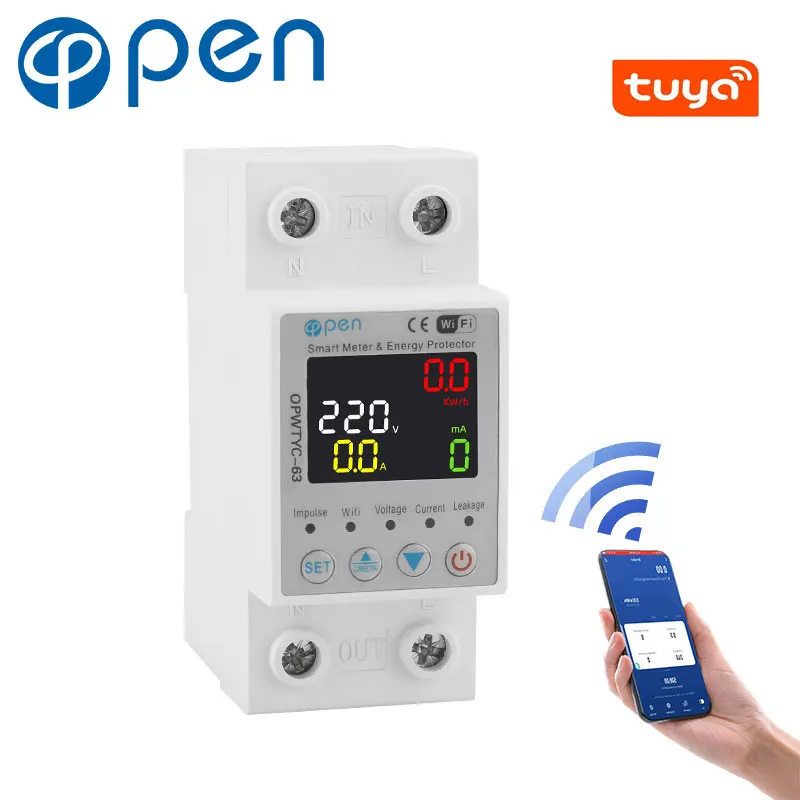 Многоразовый Smartlife TUYA WIFI автоматический выключатель 63A 110 В 220