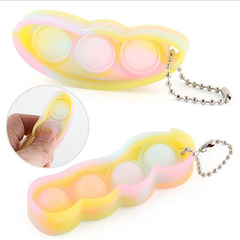 

Fashion Kawaii Pea Luminous Keychain Fidget Toys Children Sensory Gifts Anti-Stress Relieve Pendant Decoration Squishy Kids Toy