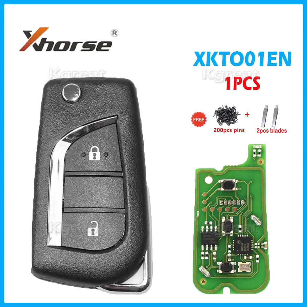 

1pcs Xhorse XKTO01EN Wired Universal Remote Key for Toyota 2 Buttons Remote Car Key with 33# Key Blade for VVDI Key Tool/VVDI2