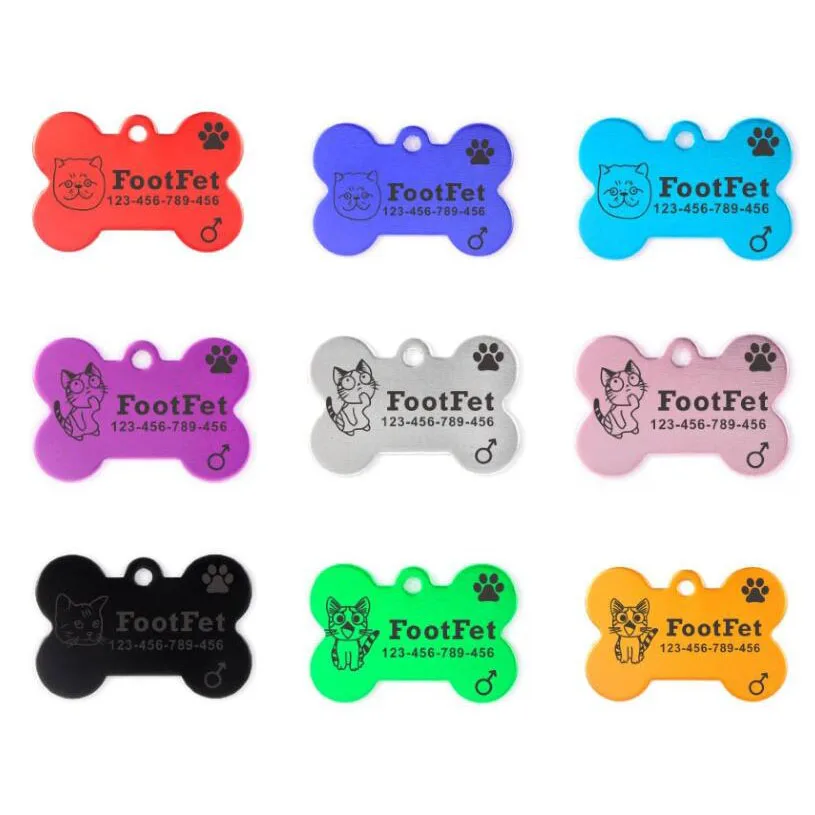 

Free Engraved 2pcs/lot Pet Dog Cat ID Tag ID Name For Cat Puppy Personalized Collar Tag Pendant Keyring Pet Accessories Custom
