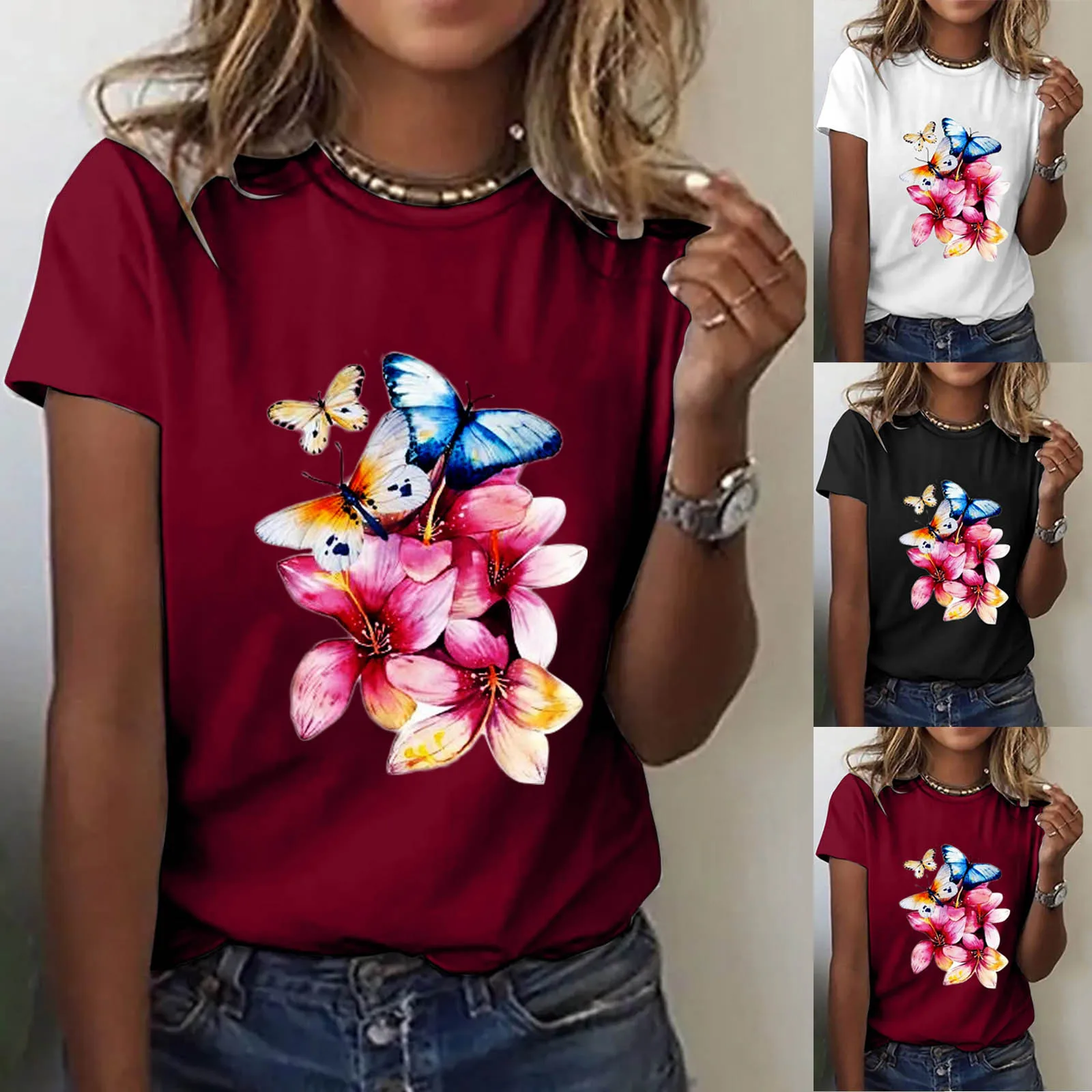 

Fashion Oversized T-shirt Female Dark butterfly Print Short Sleeve Streetwear Harajuku Summer Top Woman Clothes ropa mujer