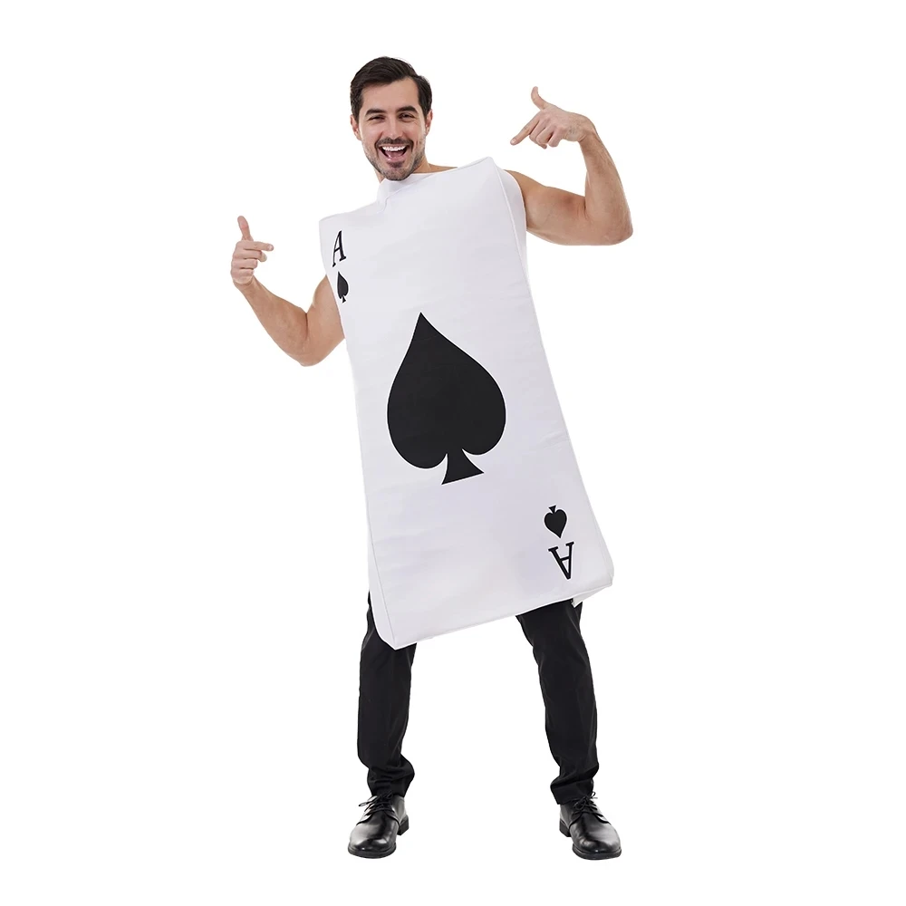 

Funny Poker Costume For Adult Unisex Spade A Card Cosplay Outfits Halloween Carnival Game Party Fancy Dress