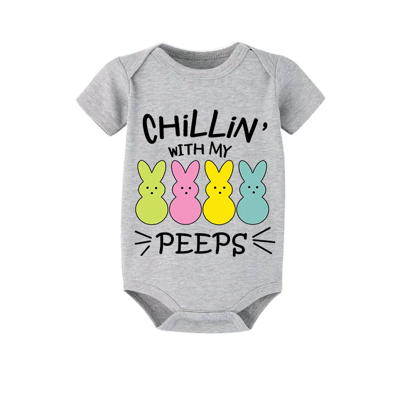 Easter Family Matching Pajamas Exclusive Design Happy Easter Chillin With My Peeps Gray Pajamas Set